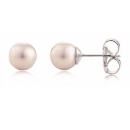 Pink Pearl Stud Earrings, 8mm